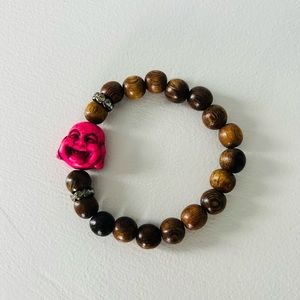 Pink Buddha Brown Bead Bracelet